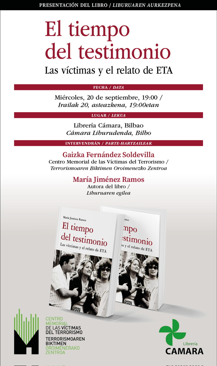 Próximas Presentaciones Del Libro “El Tiempo Del Testimonio. Las Víctimas Y El Relato De ETA” De María Jiménez.